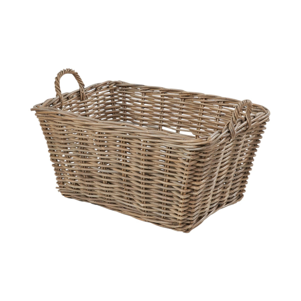 Grey Kubu Rattan Rectangular Storage Basket Large