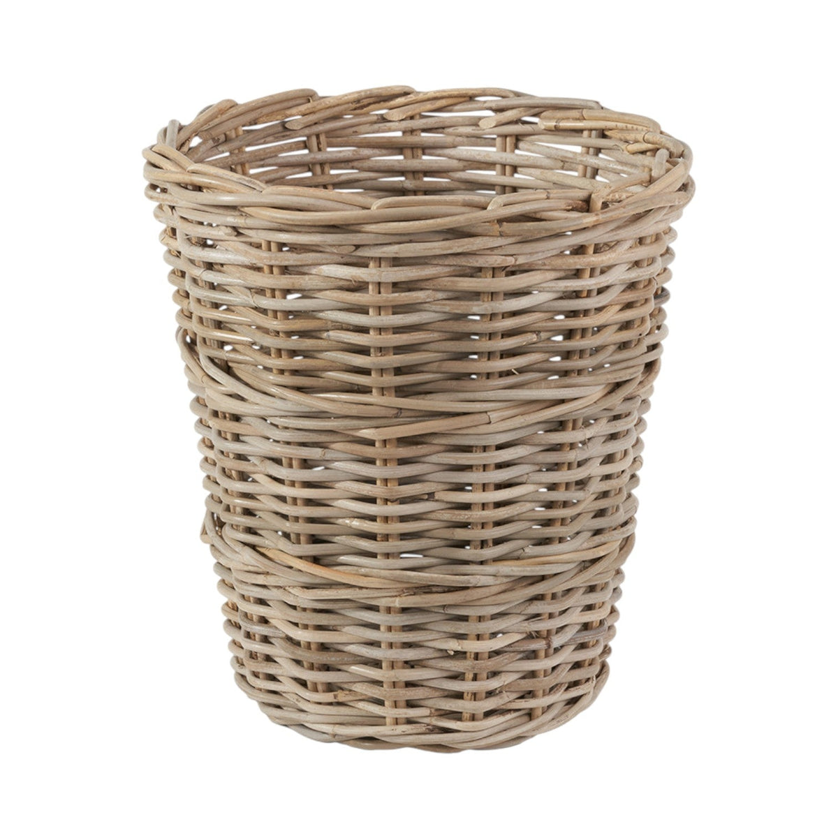 Grey Kubu Rattan Round Waste Paper Bin