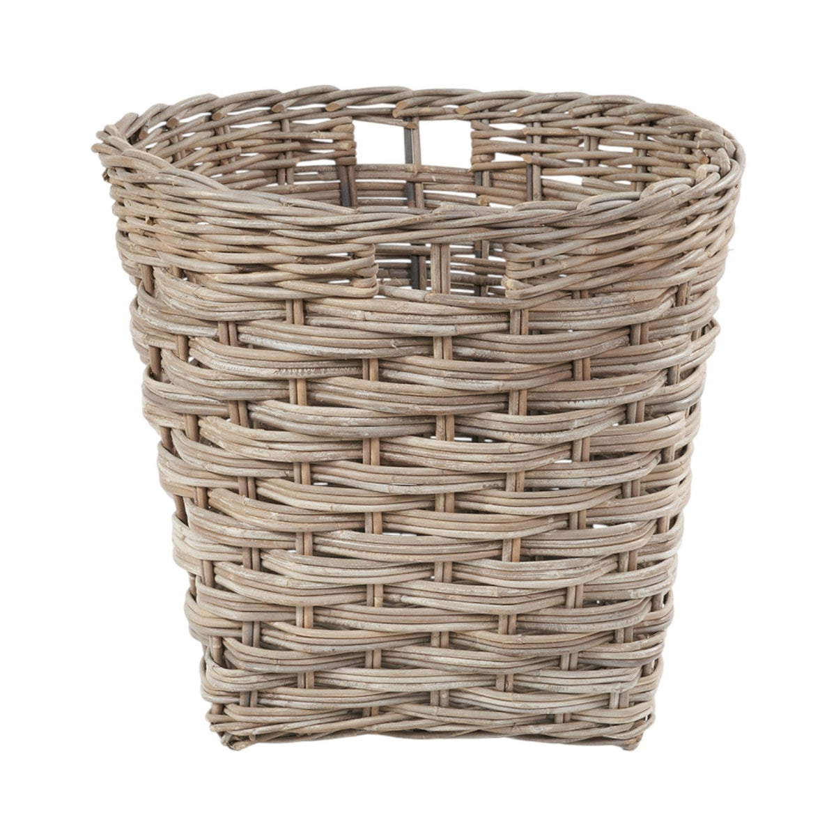 Grey Kubu Rattan Round Storage Basket with Square Base