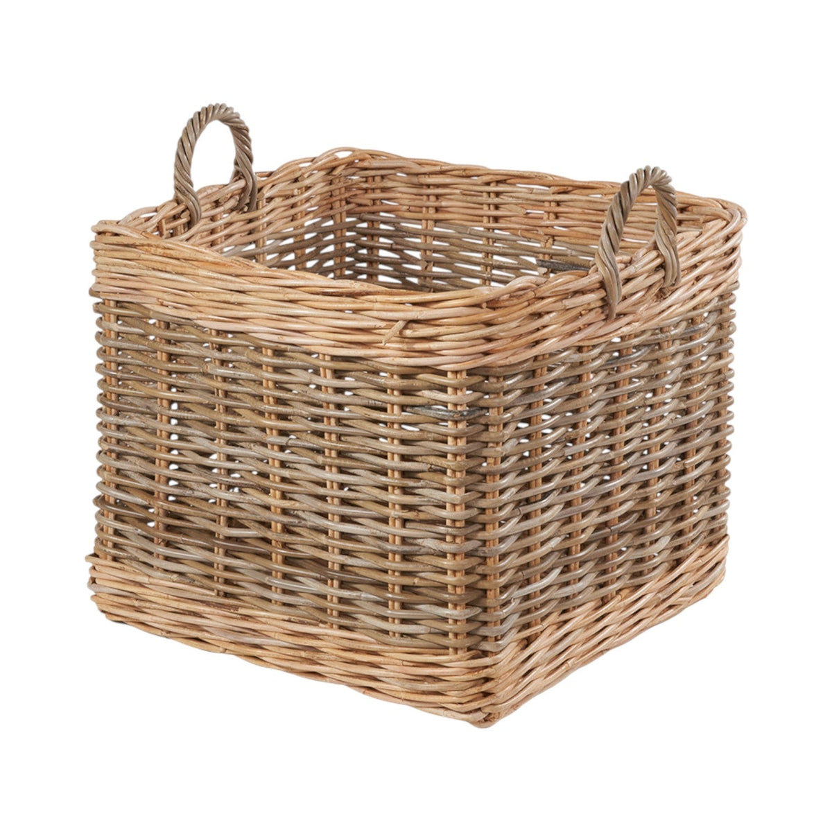 Set of 5 Grey and White Kubu Rattan Square Storage Baskets