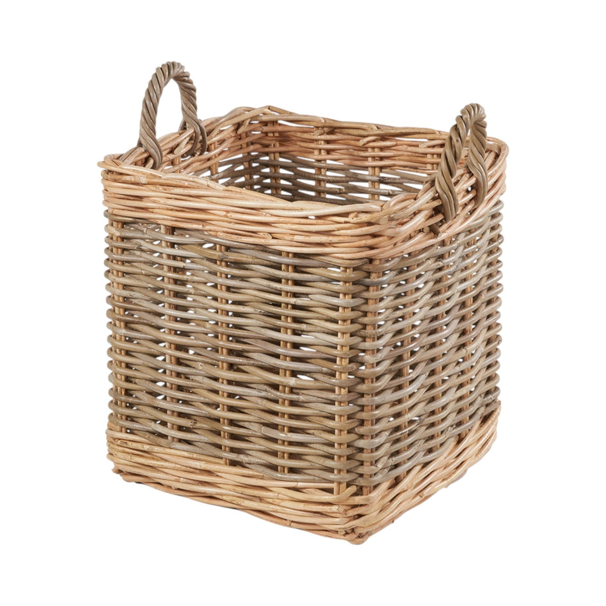 Set of 5 Grey and White Kubu Rattan Square Storage Baskets
