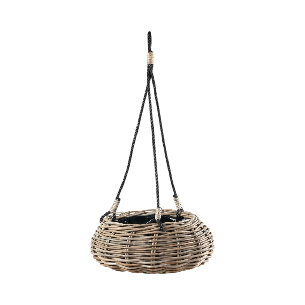 Indoor Outdoor Grey Kubu Rattan Hanging Basket