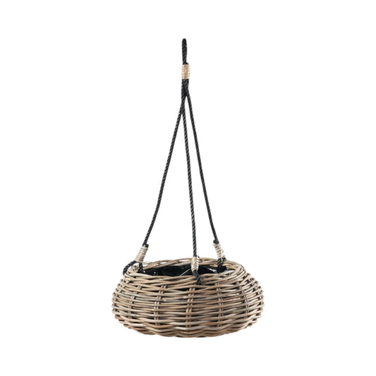 Indoor Outdoor Grey Kubu Rattan Hanging Basket