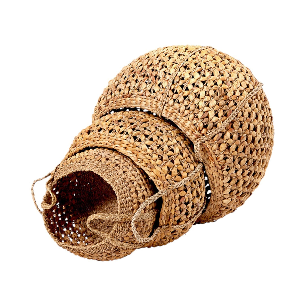 Set of 3 Water Hyacinth Round Handled Baskets