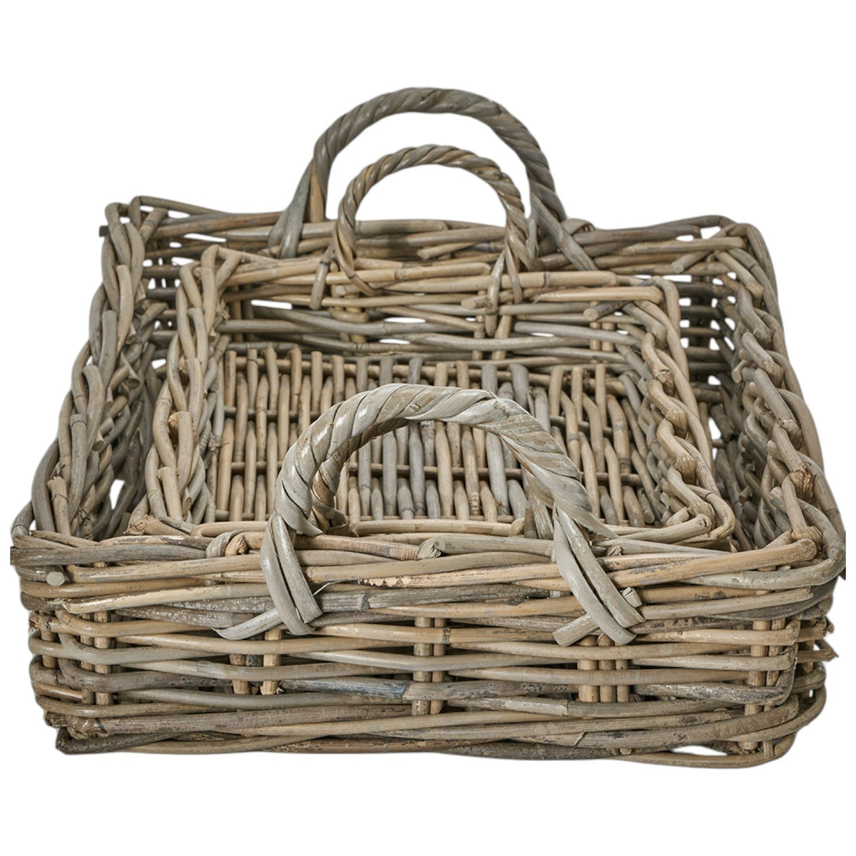 Set of 2 Grey Kubu Basket Trays