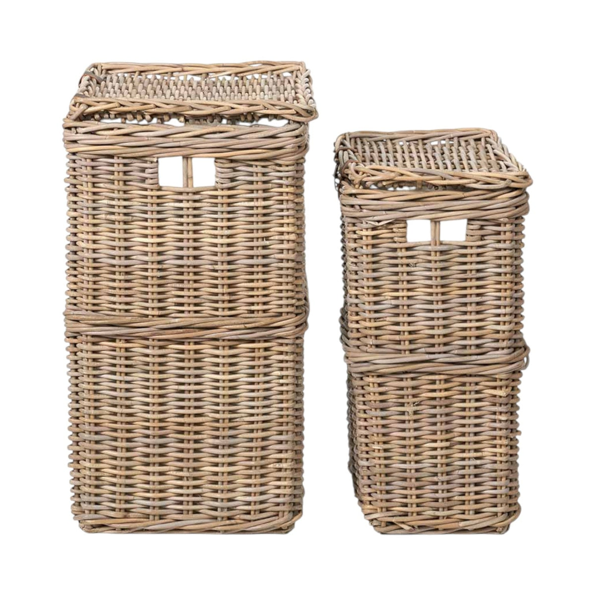 Set of 2 Grey Kubu Rectangular Linen Baskets