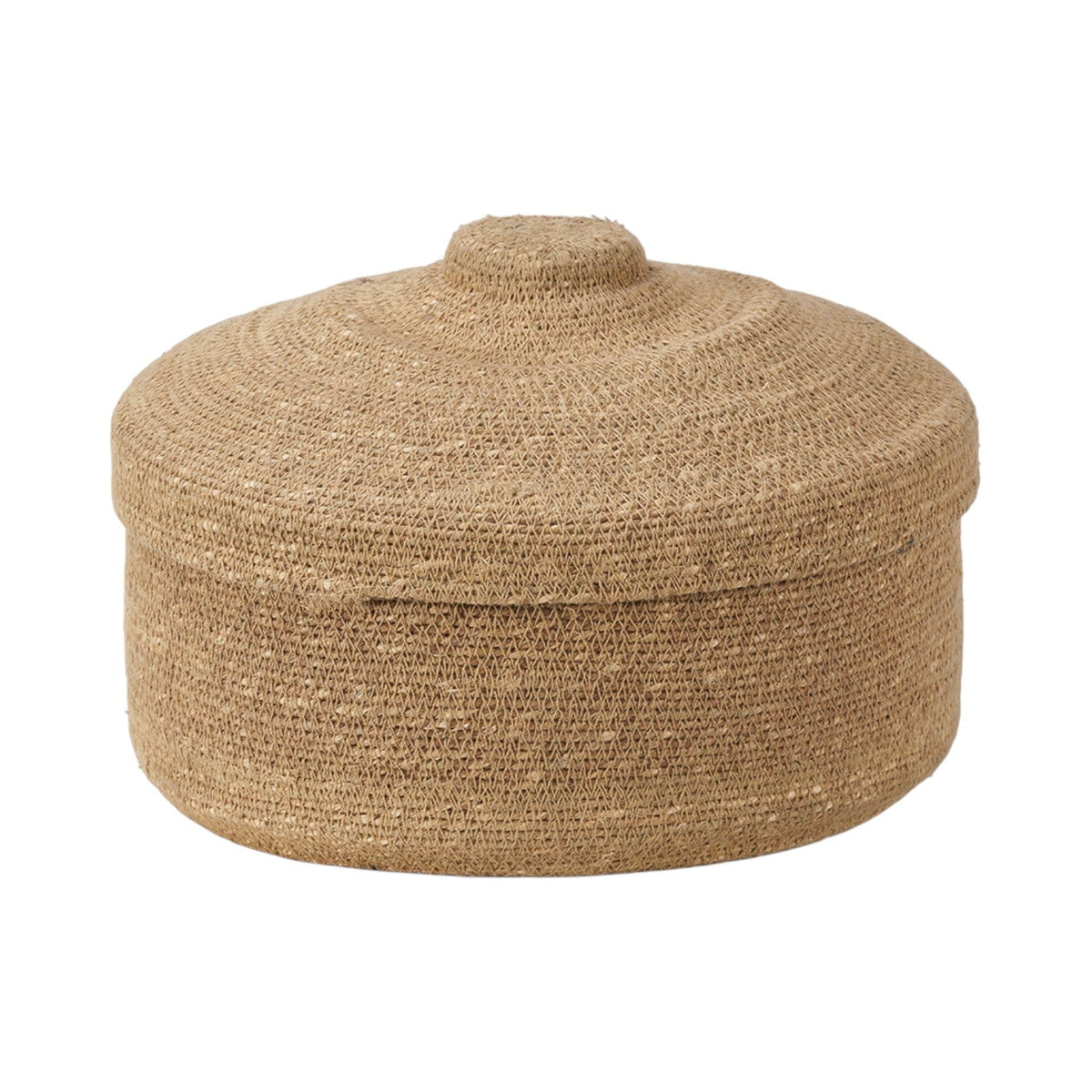 Seagrass Natural Lidded Round Basket
