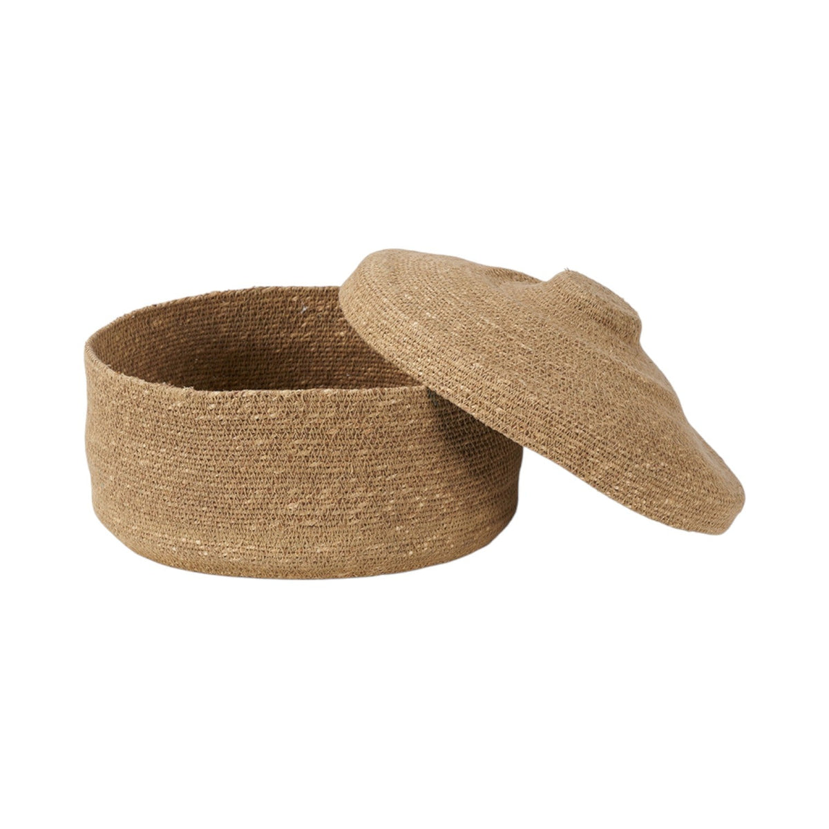 Seagrass Natural Lidded Round Basket