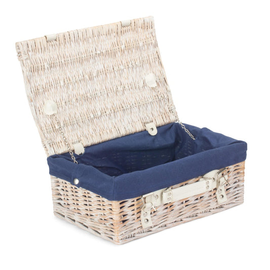 36cm White Wash Willow Wicker Picnic Basket