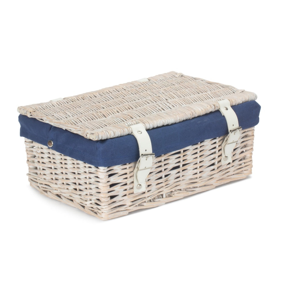 35cm Whitewash Willow Wicker Picnic Basket