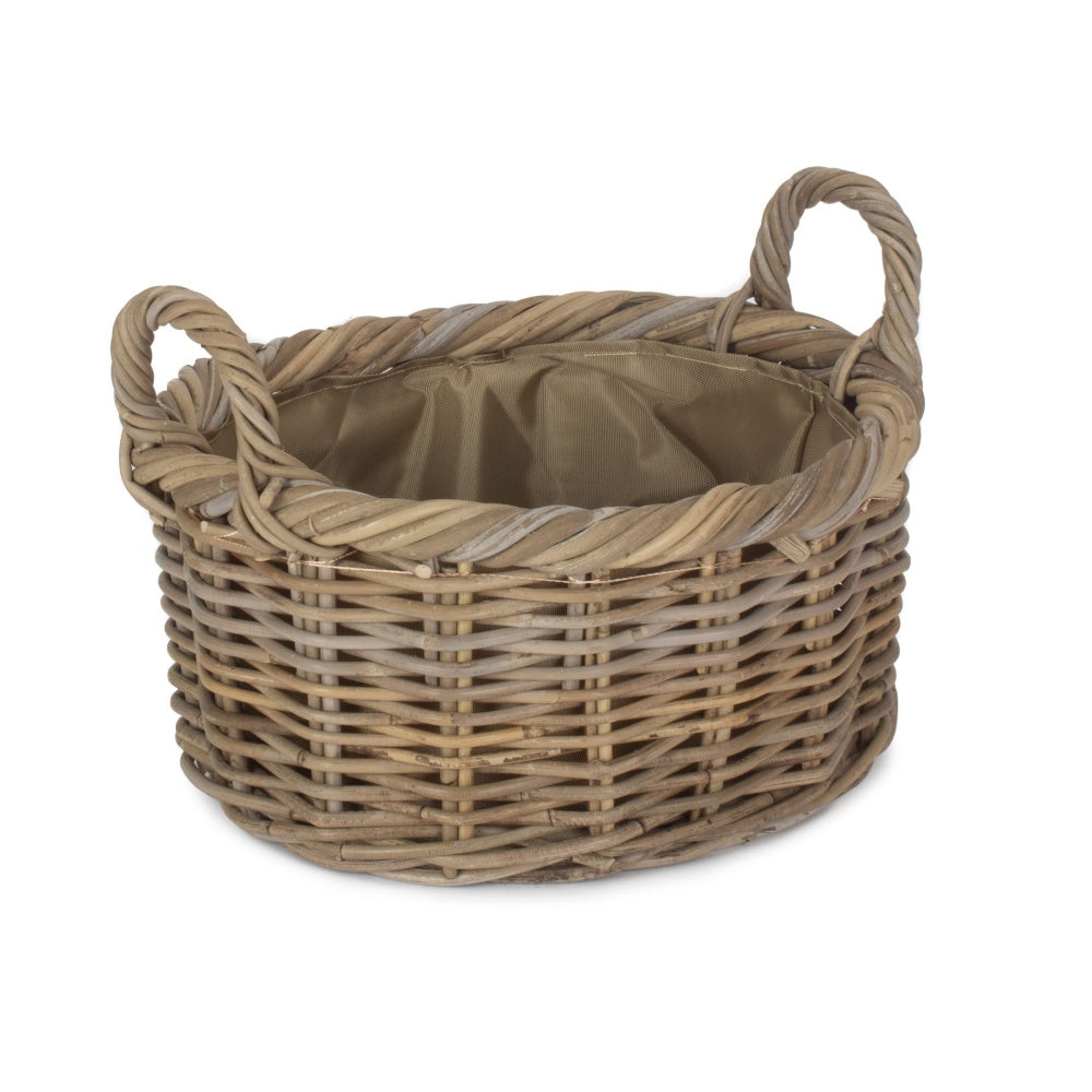 Oval Rattan Storage Log Basket With Cordura Lining