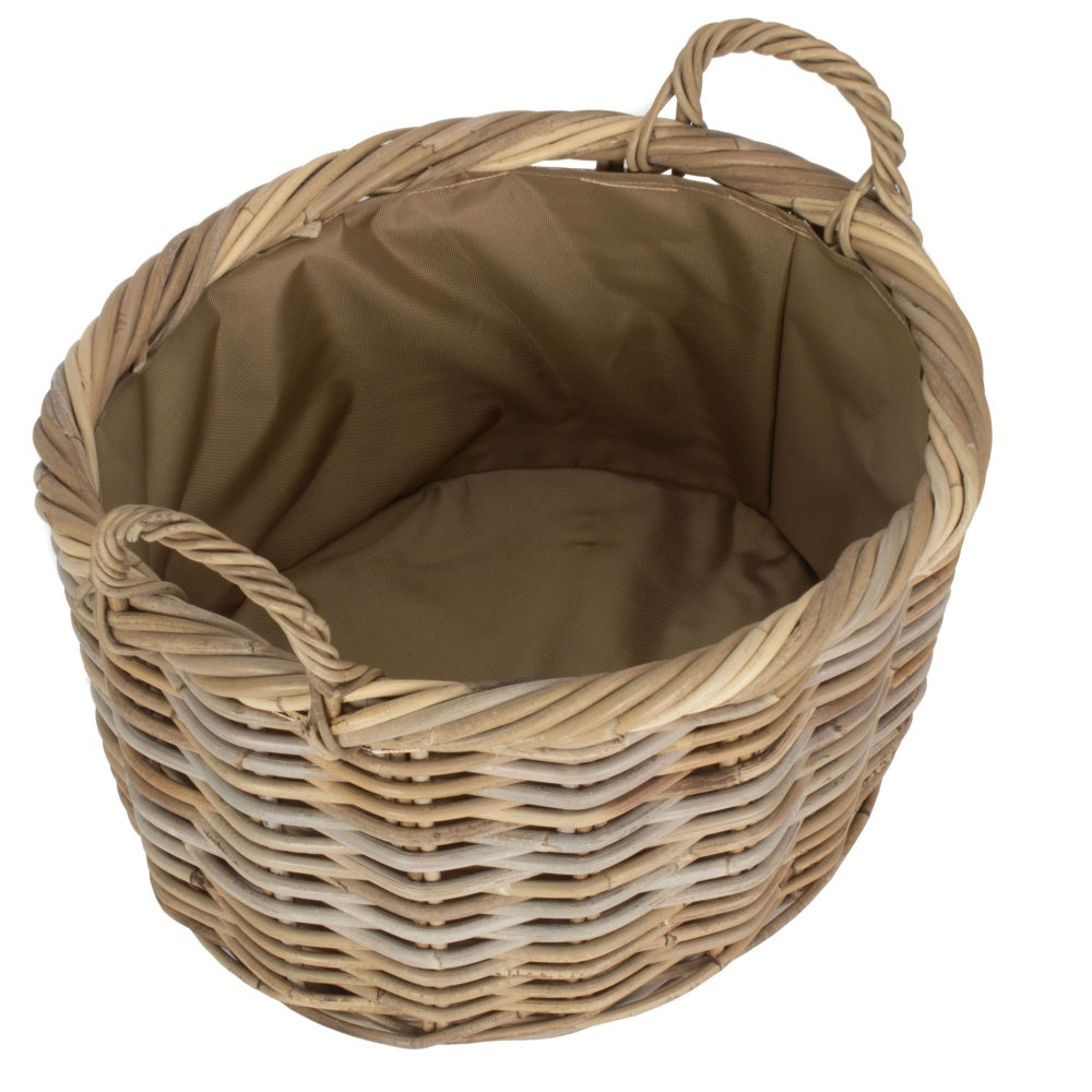 Oval Rattan Storage Log Basket With Cordura Lining