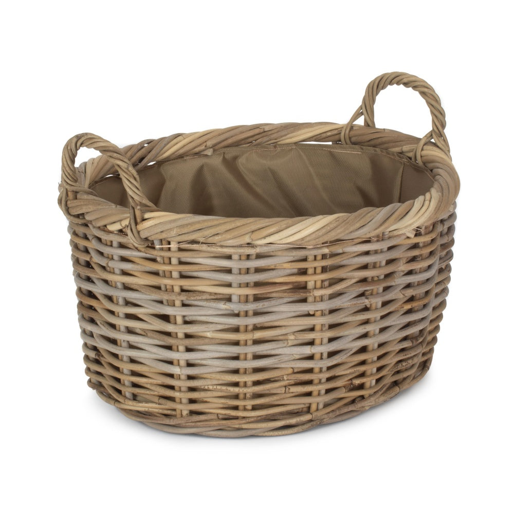 Oval Rattan Storage Log Basket With Cordura Lining