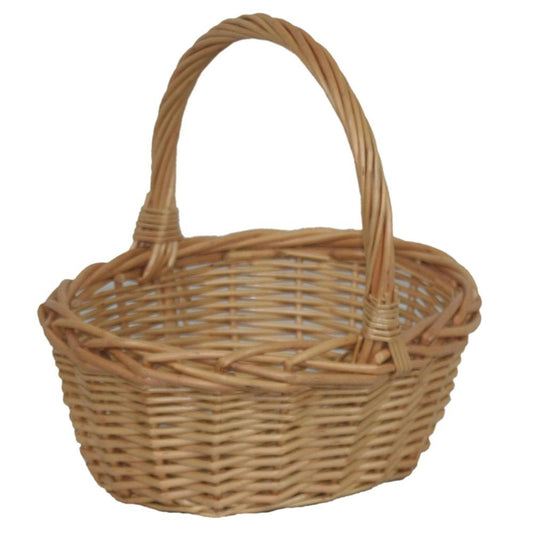 Mini Oval Buff Wicker Shopping Basket