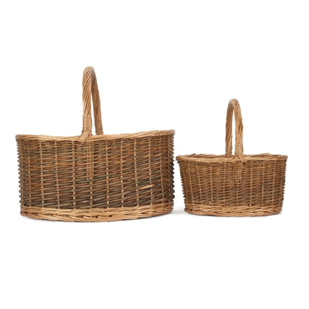 Unlined Country Oval Wicker Shopping Basket