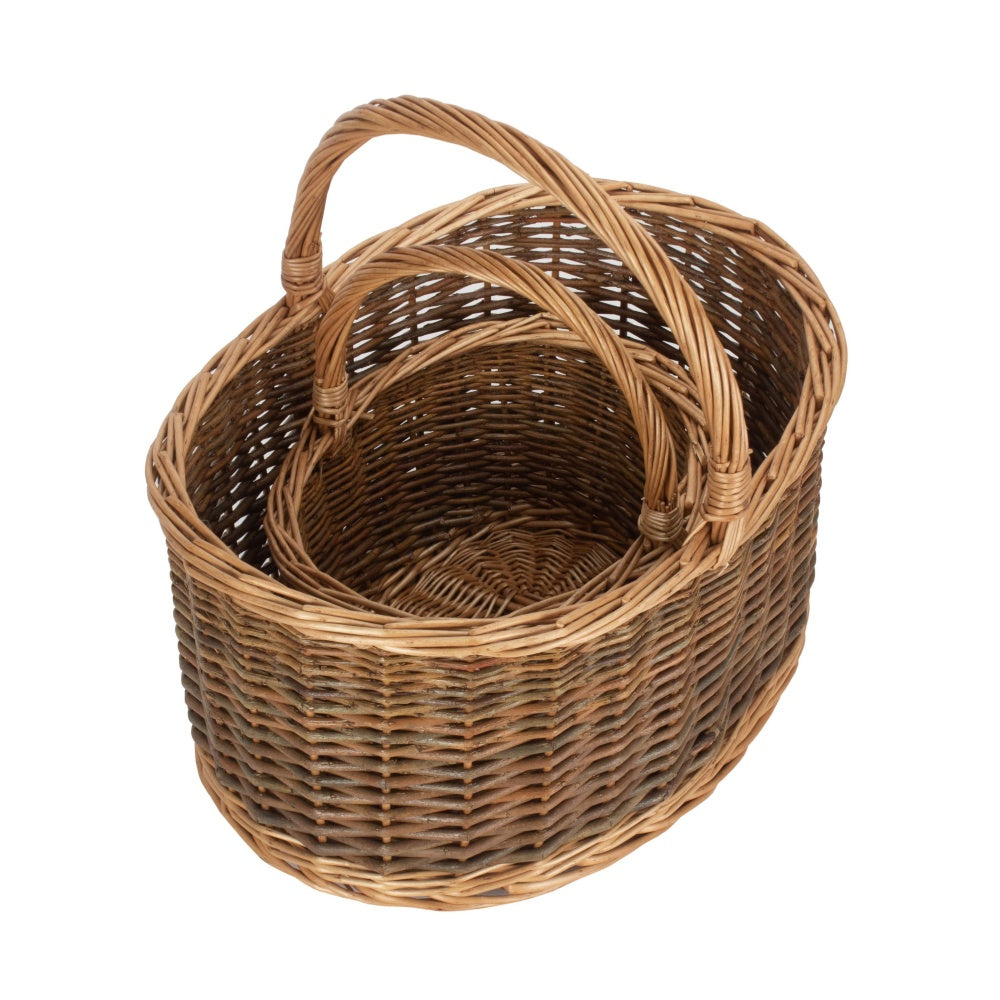 Unlined Country Oval Wicker Shopping Basket