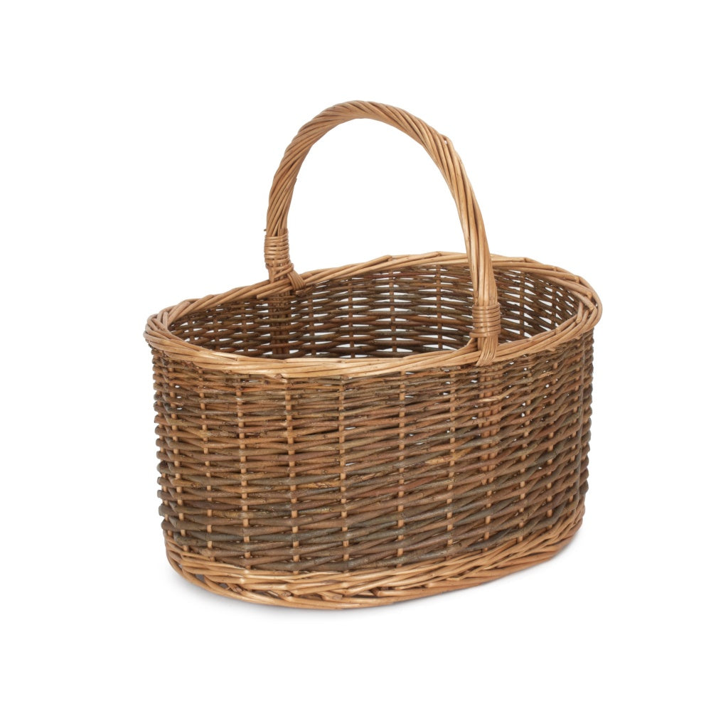 Unlined Country Oval Wicker Shopping Basket