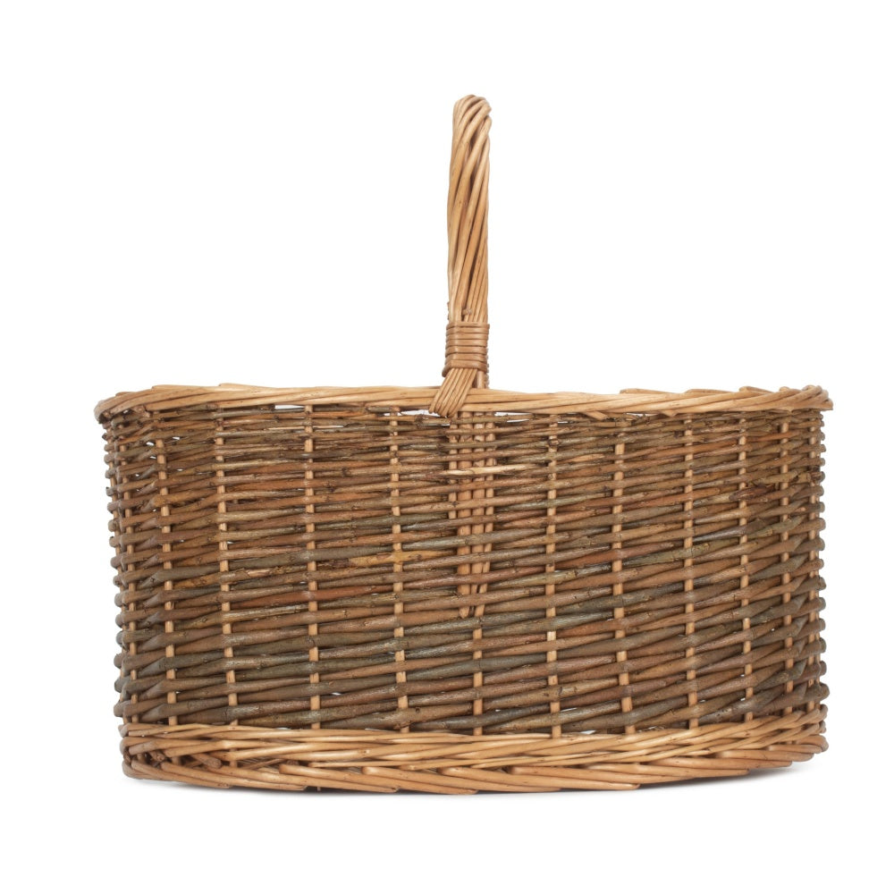 Unlined Country Oval Wicker Shopping Basket