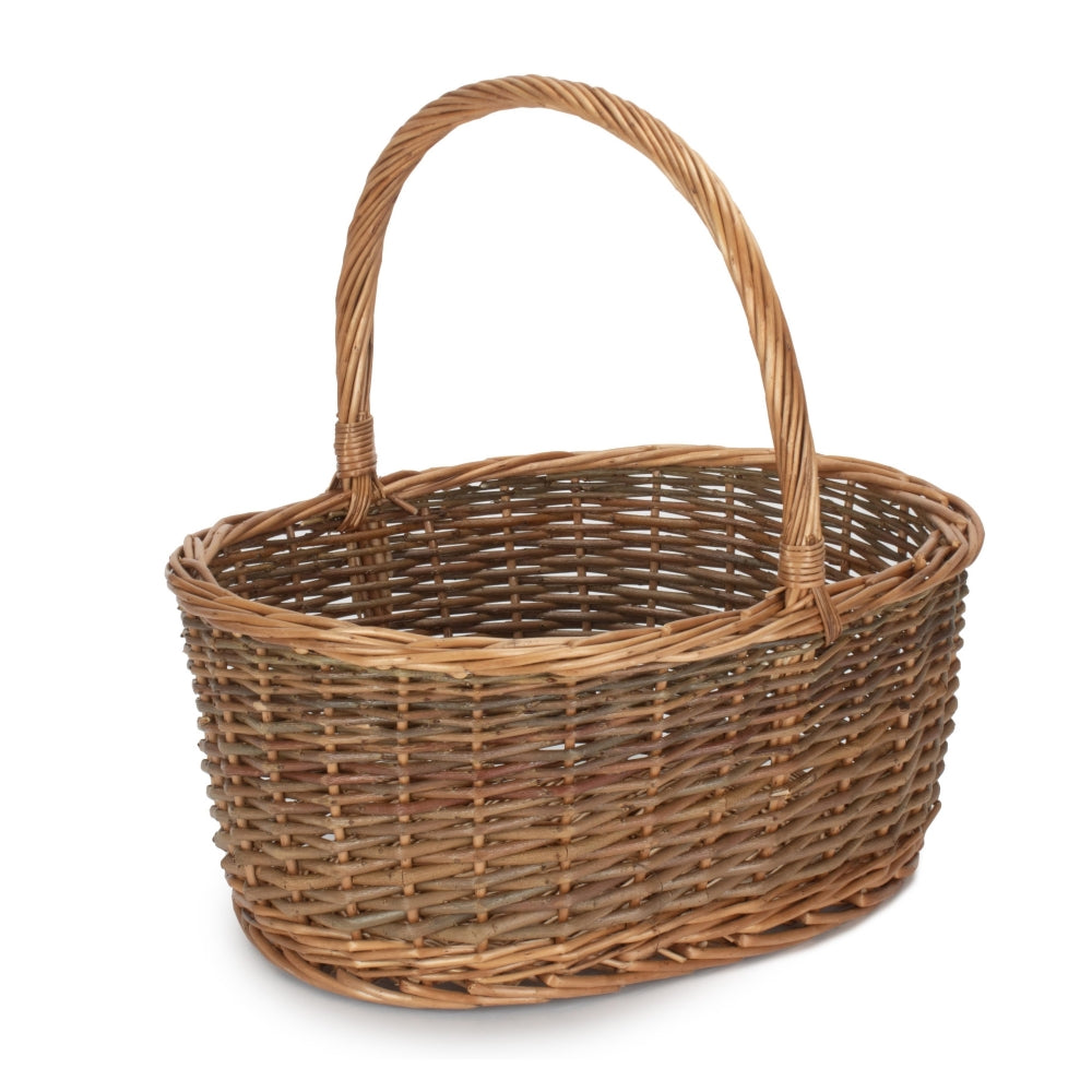Oval Unpeeled Willow Shopping Basket