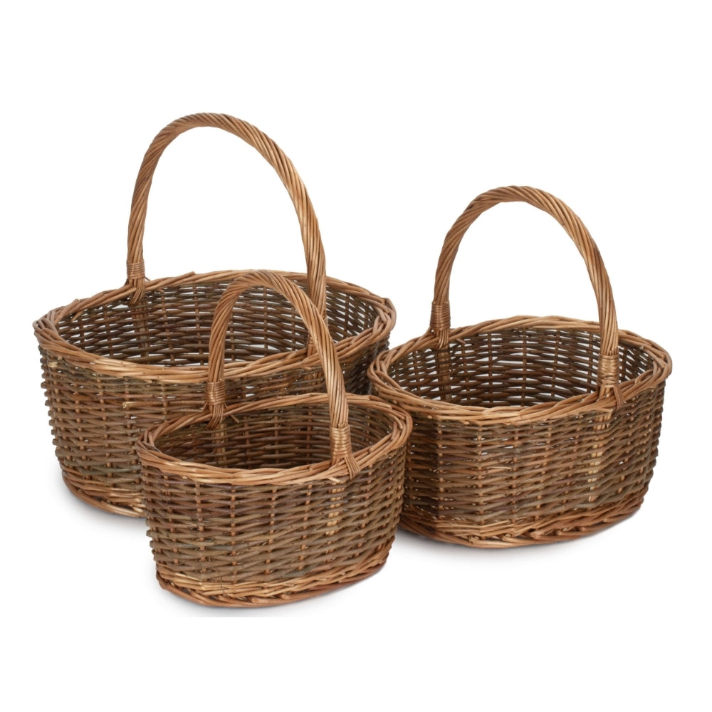 Oval Unpeeled Willow Shopping Basket