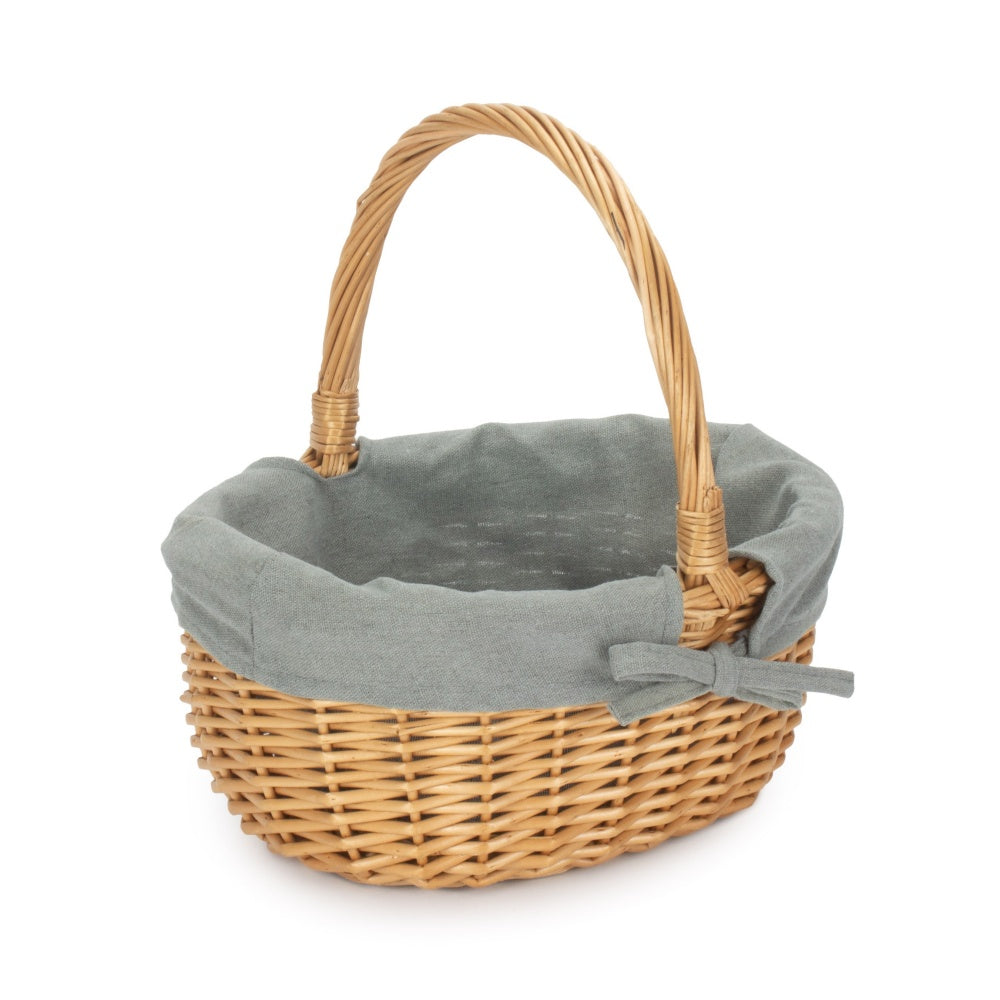 Full Buff Willow Children’s Oval Wicker Shopping Basket with Lining