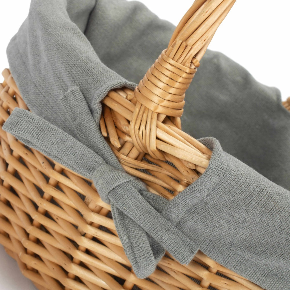 Full Buff Willow Children’s Oval Wicker Shopping Basket with Lining