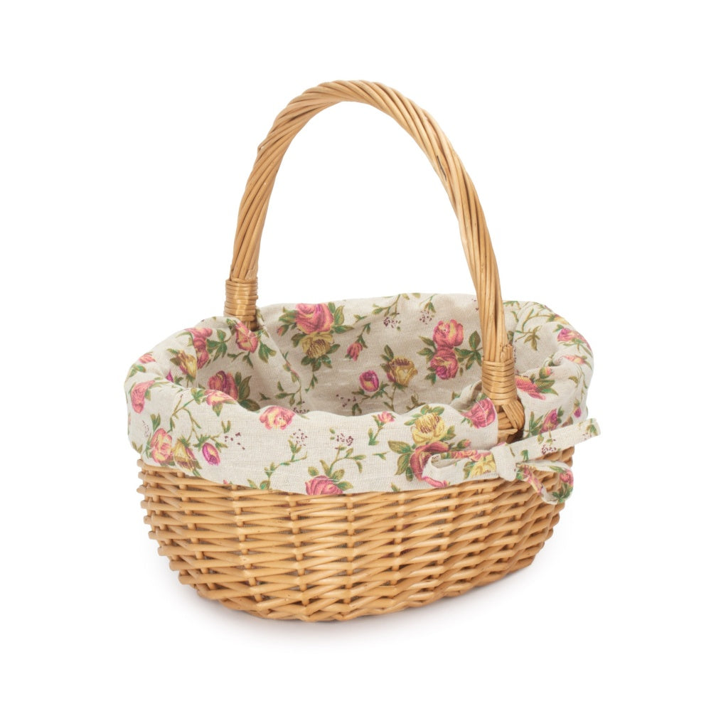 Full Buff Willow Children’s Oval Wicker Shopping Basket with Lining