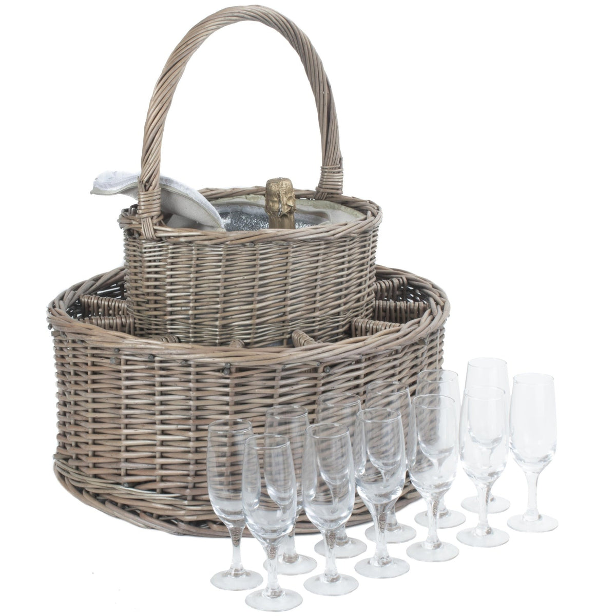 Chilled Wicker Drinks Basket with Glasses