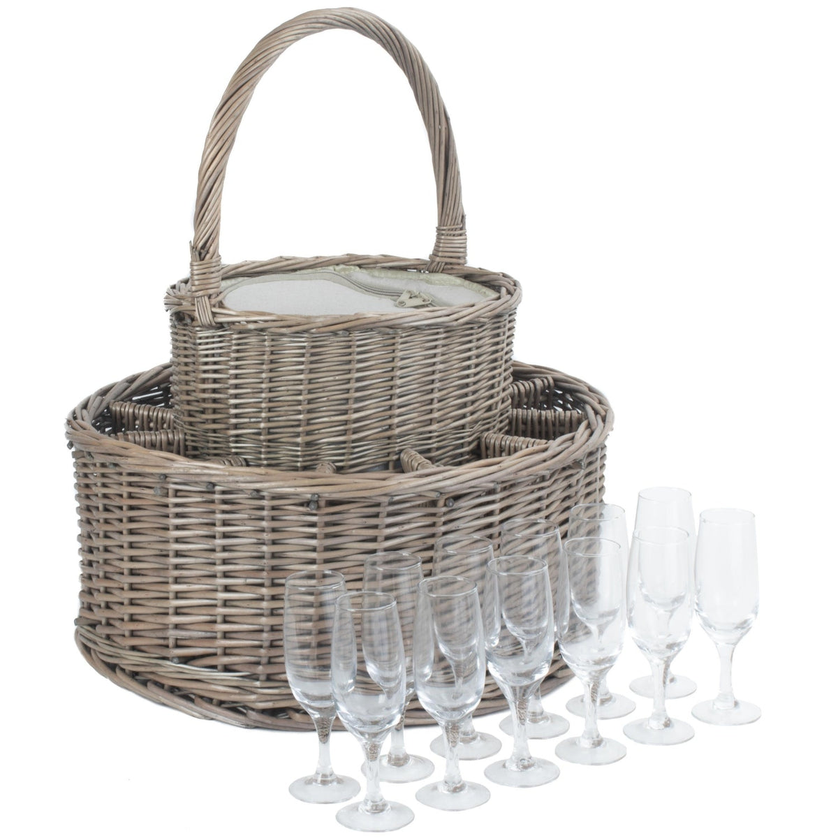 Chilled Wicker Drinks Basket with Glasses