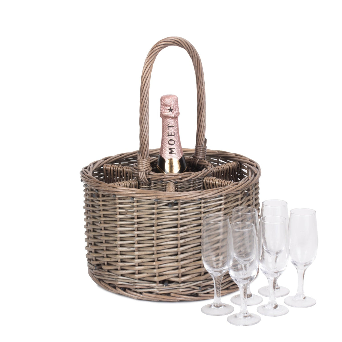 Special Event Wicker Drinks Basket with Glasses