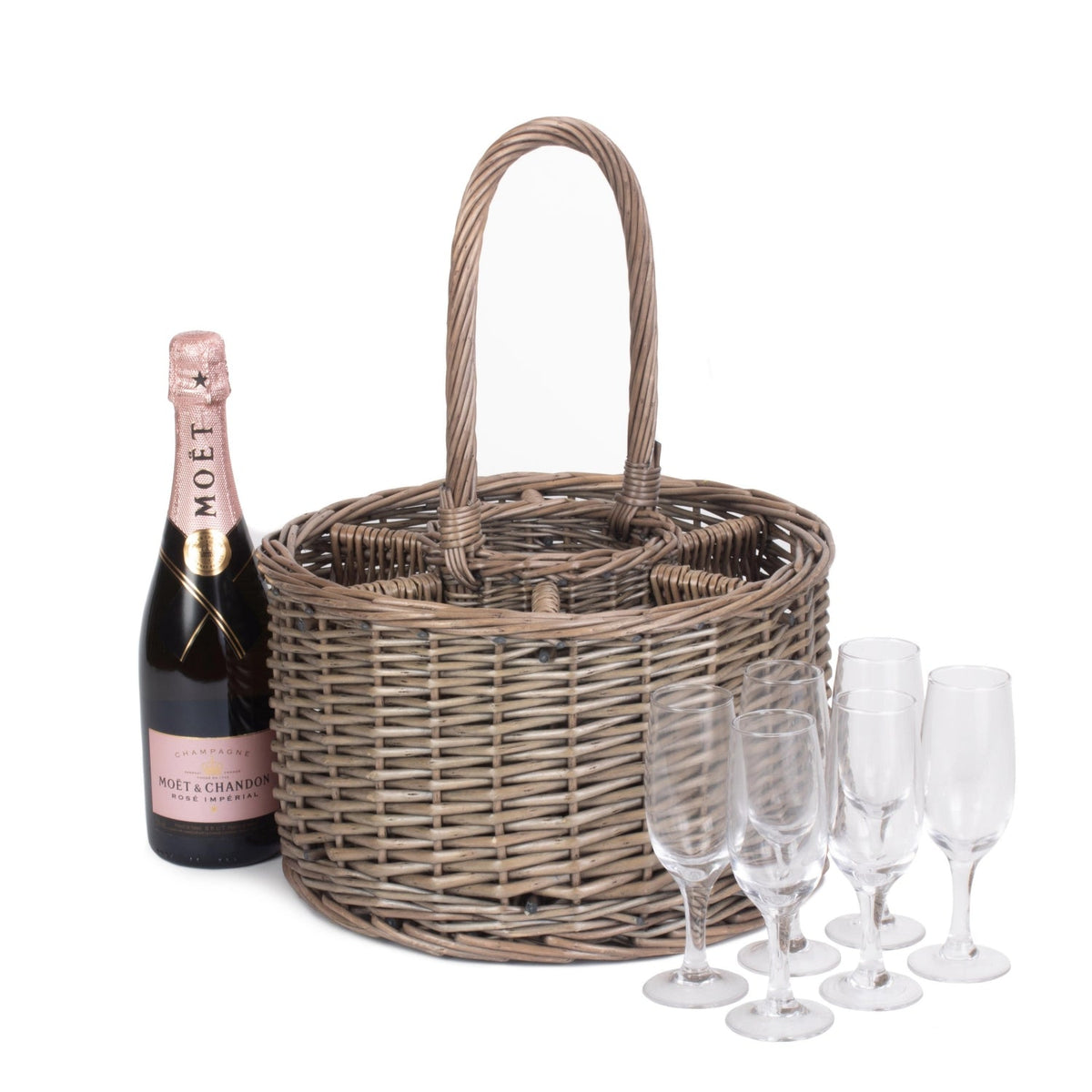 Special Event Wicker Drinks Basket with Glasses