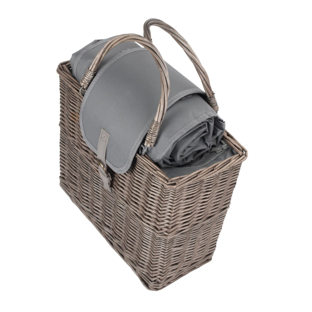 Antique Wash Willow Chiller Basket with Picnic Blanket