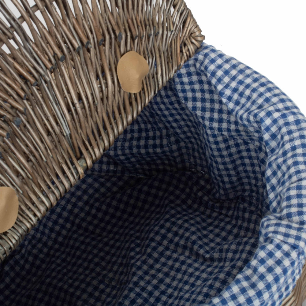 Wicker Antique Grey Finish Oval Picnic Basket