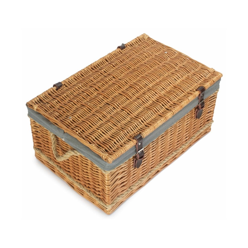 62cm Roped Handled Buff Willow Wicker Picnic Basket