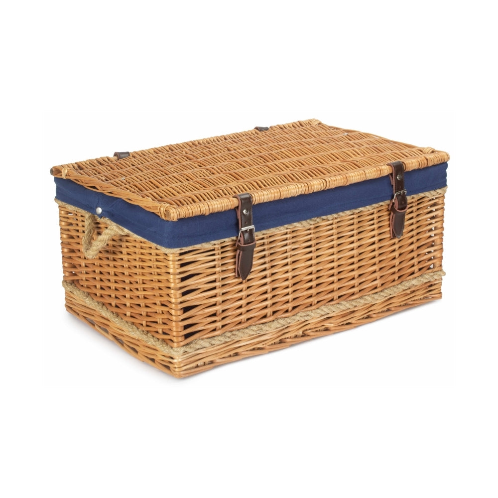 62cm Roped Handled Buff Willow Wicker Picnic Basket