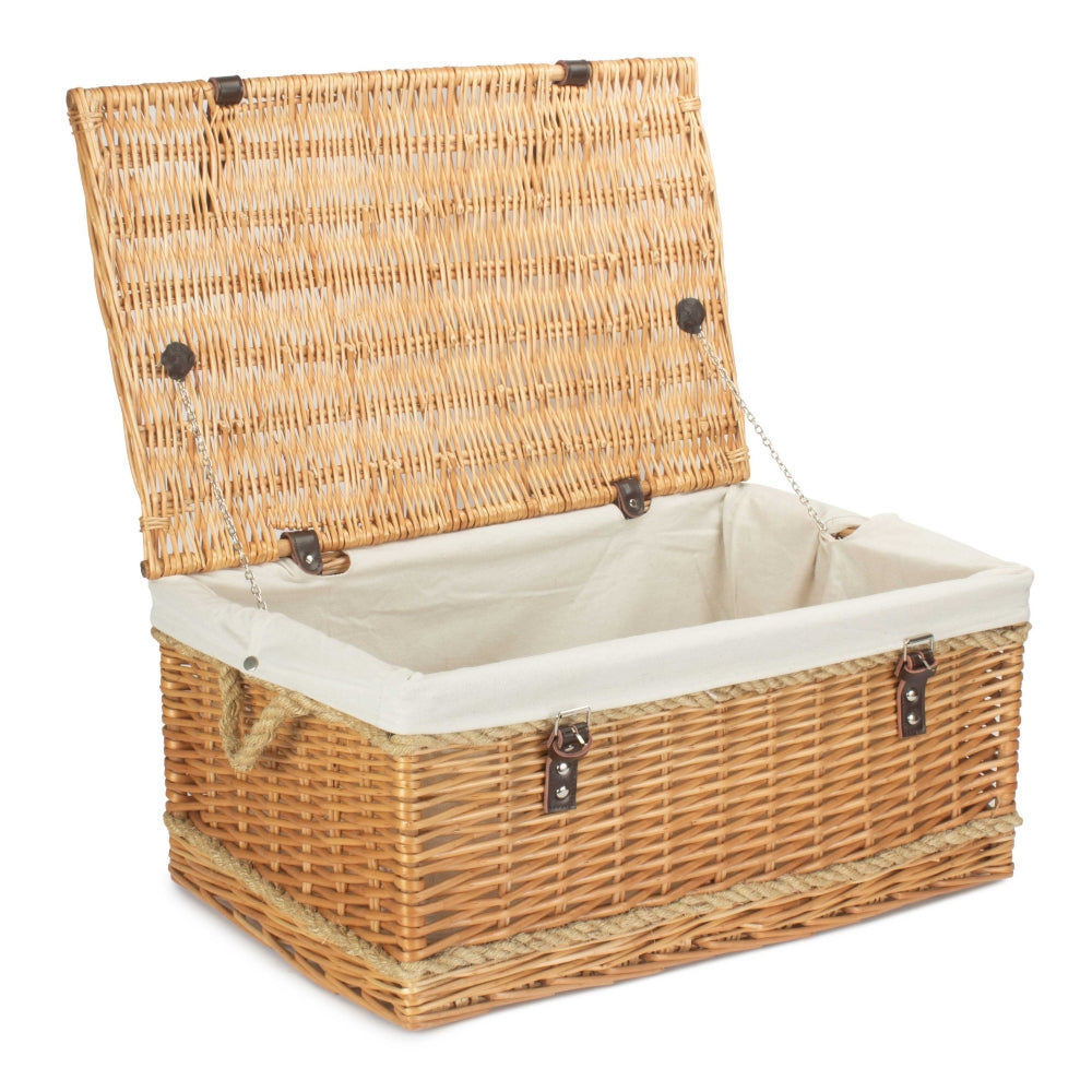 62cm Roped Handled Buff Willow Wicker Picnic Basket