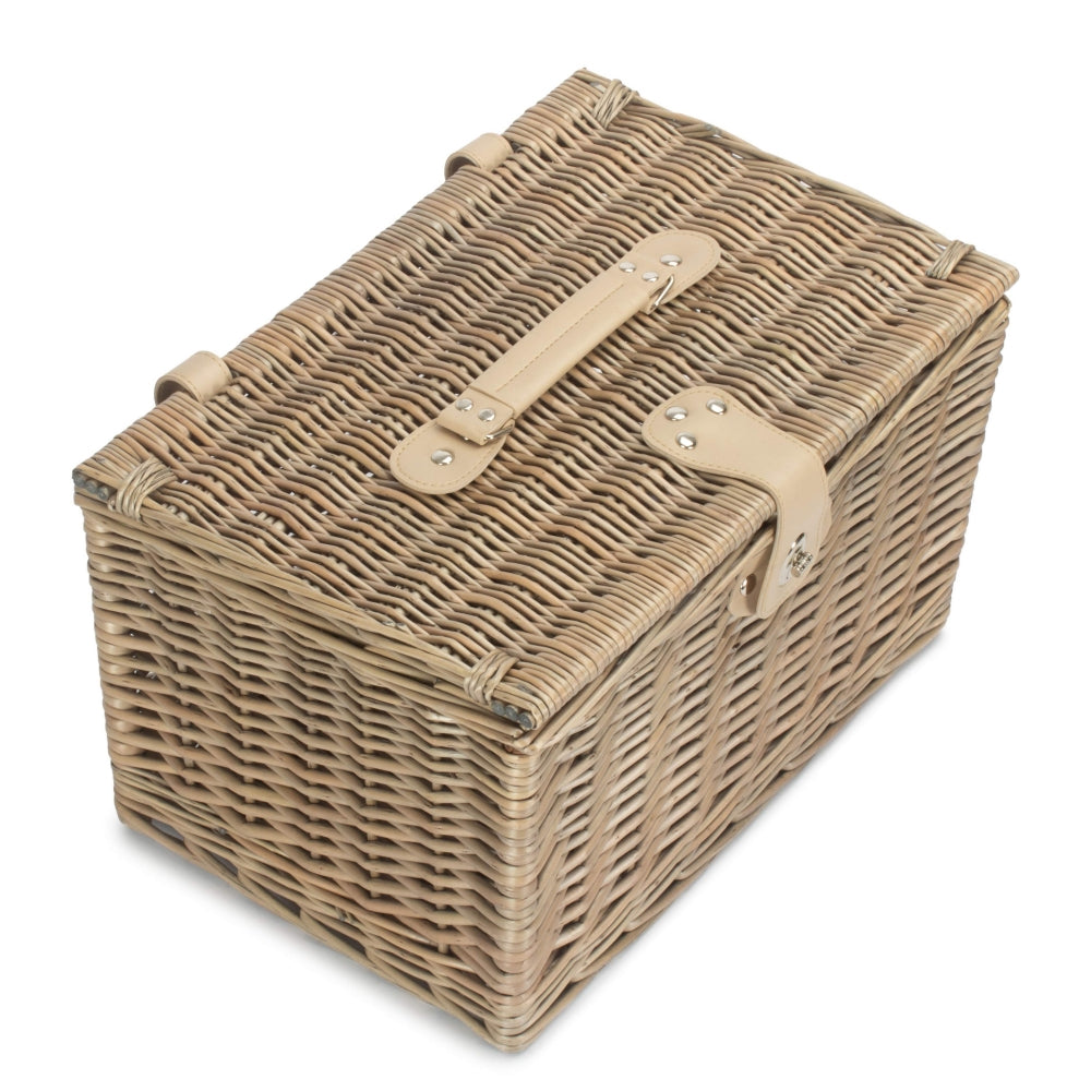 Medium Antique Wash Finish Wicker Chest Picnic Basket