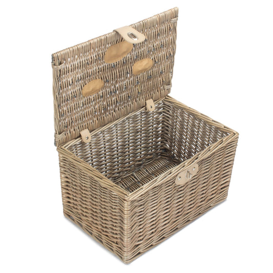 Medium Antique Wash Finish Wicker Chest Picnic Basket