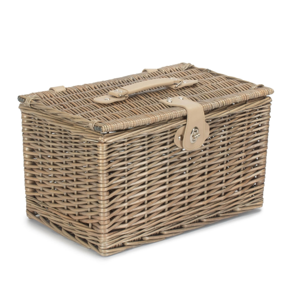 Medium Antique Wash Finish Wicker Chest Picnic Basket