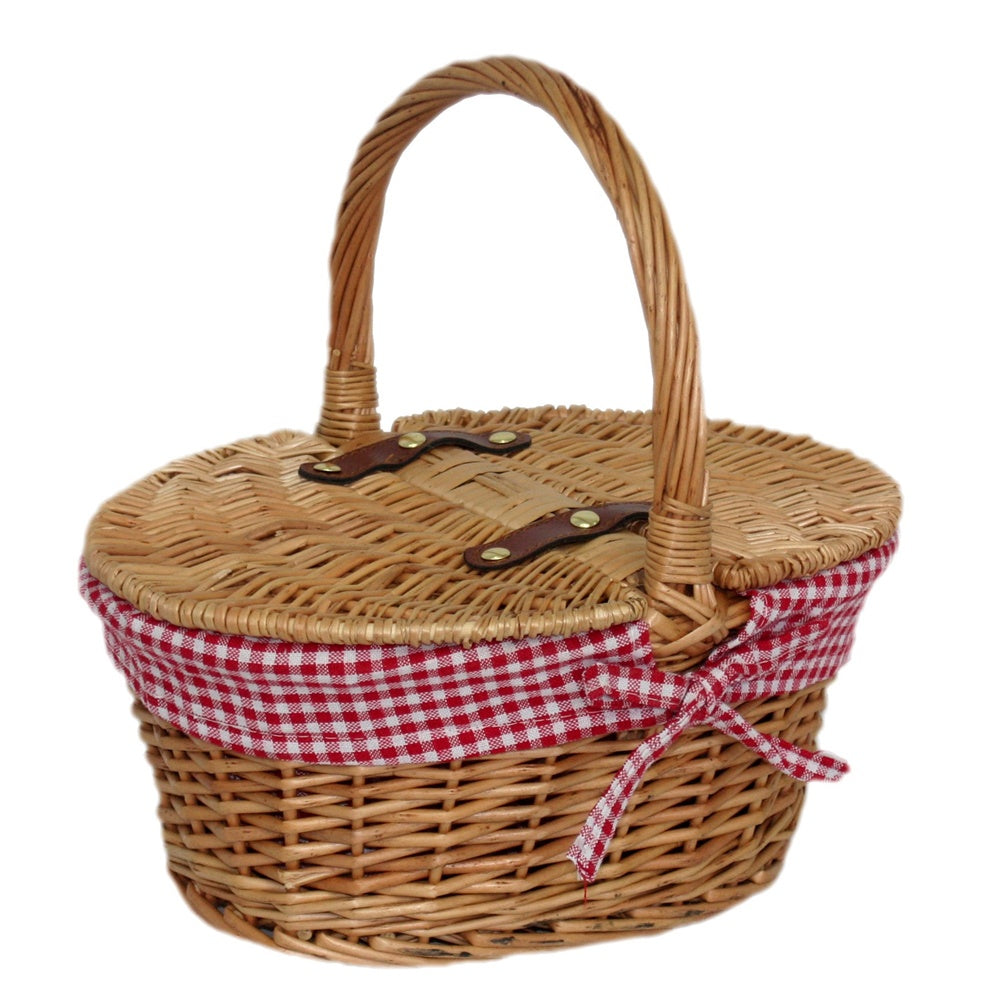 Children’s Lined Oval Lidded Picnic Basket