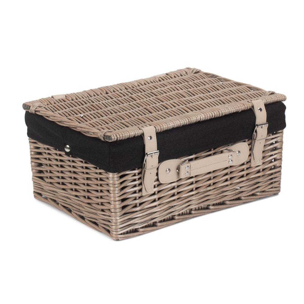 41cm Antique Wash Wicker Picnic Basket with Cotton Lining