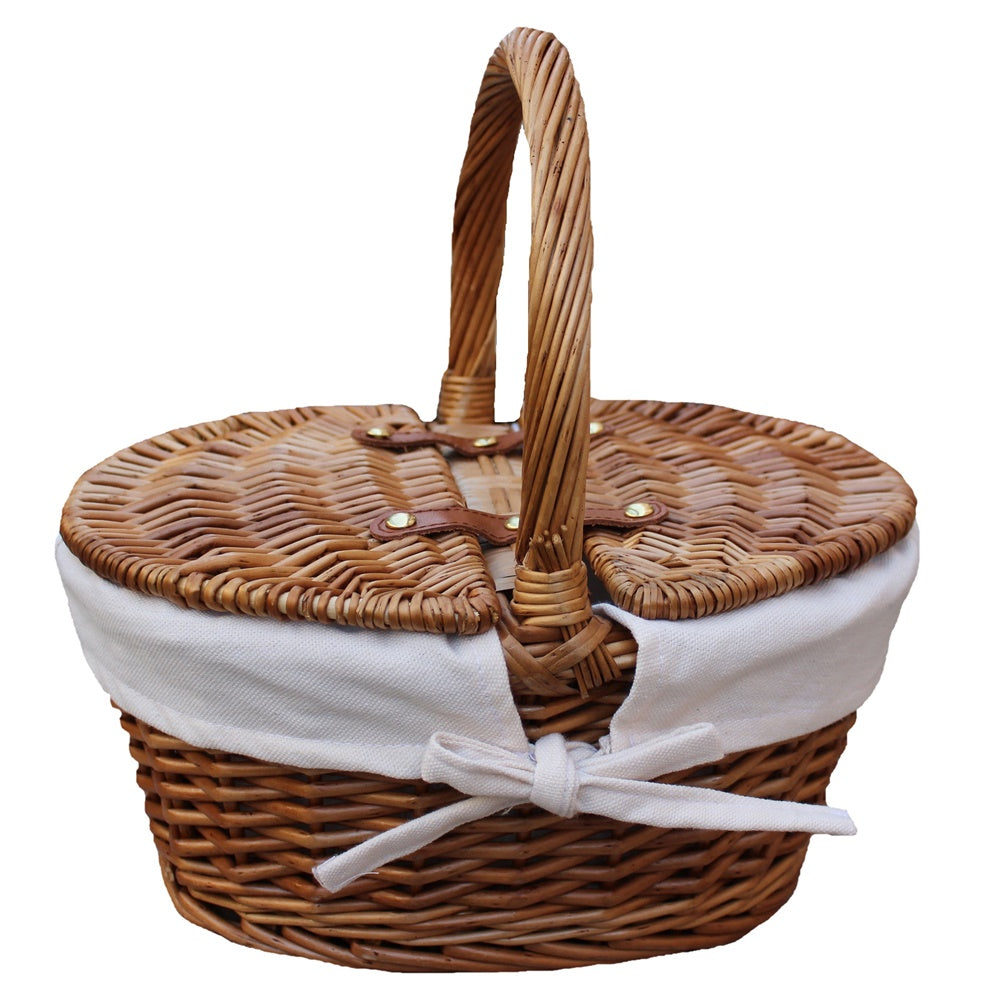 Children’s Light Steamed Finish Oval Wicker Picnic Basket