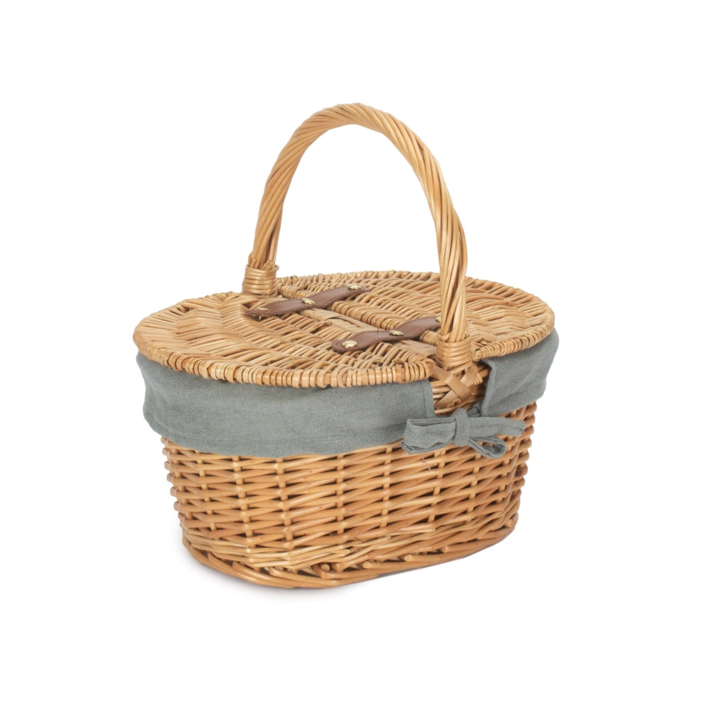 Children’s Lined Oval Lidded Picnic Basket