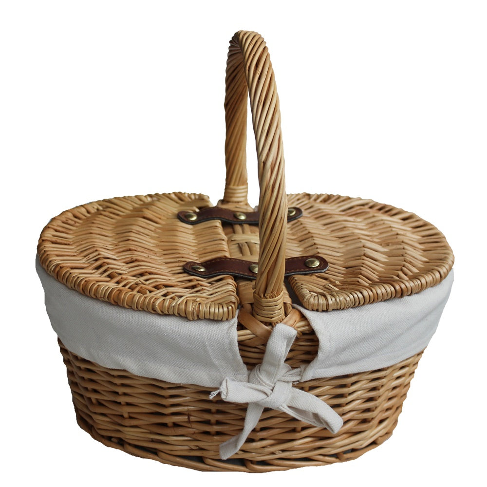 Children’s Lined Oval Lidded Picnic Basket
