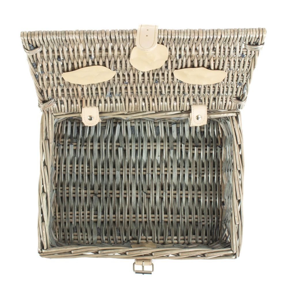 30cm Antique Wash Split Willow Wicker Picnic Basket