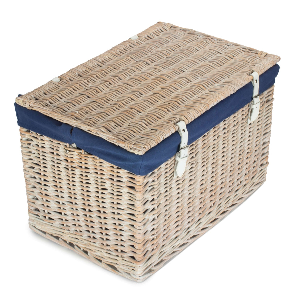 60cm Whitewash Chest Wicker Storage Basket