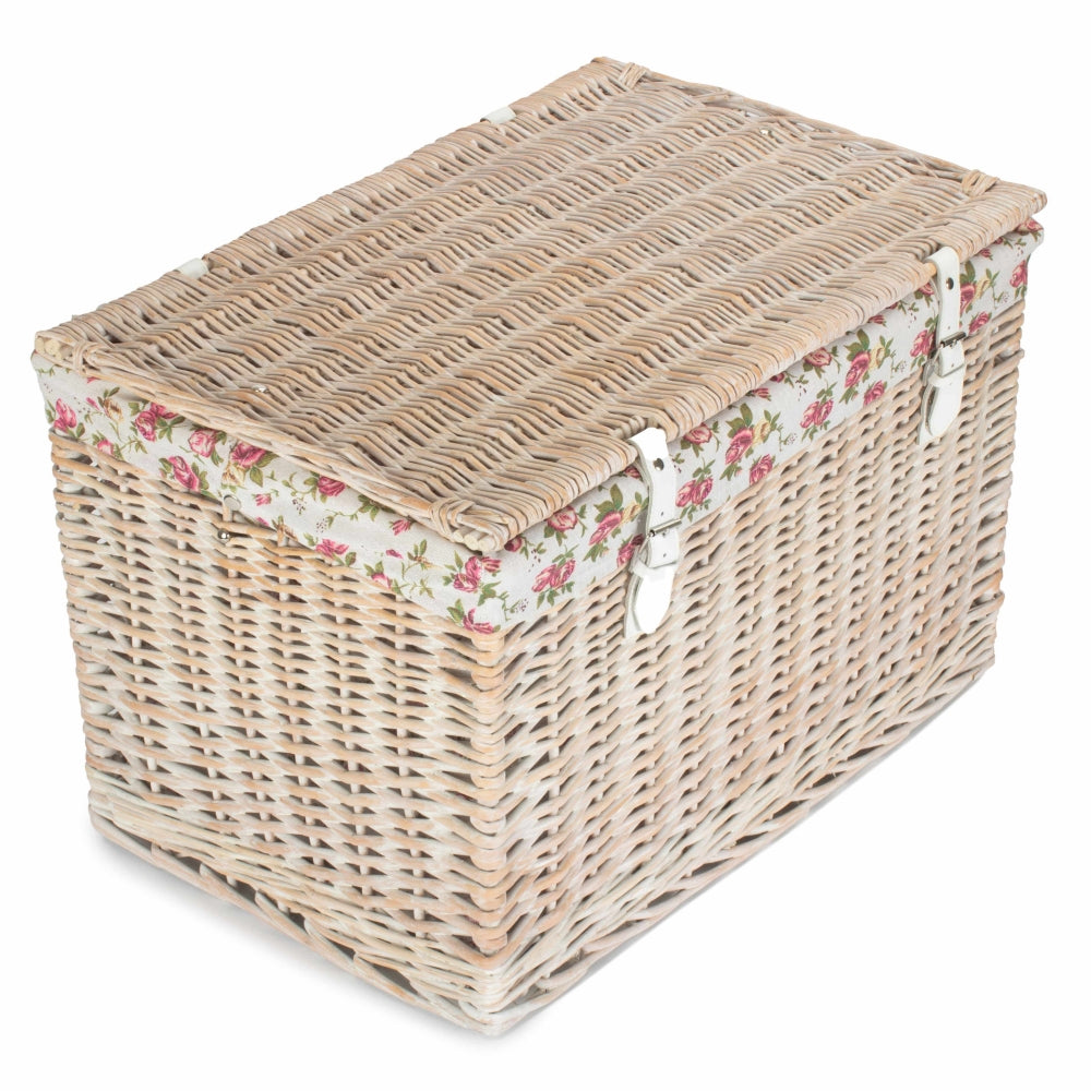 60cm Whitewash Chest Wicker Storage Basket