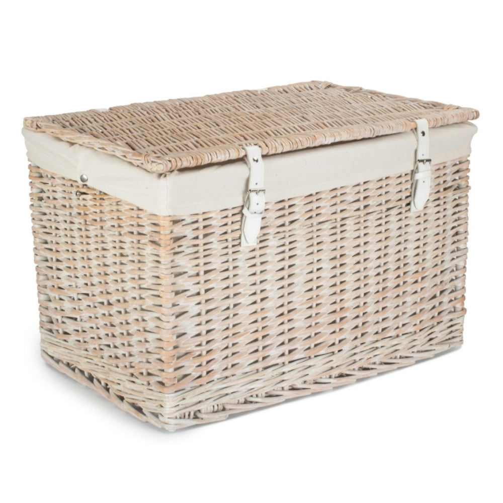 60cm Whitewash Chest Wicker Storage Basket