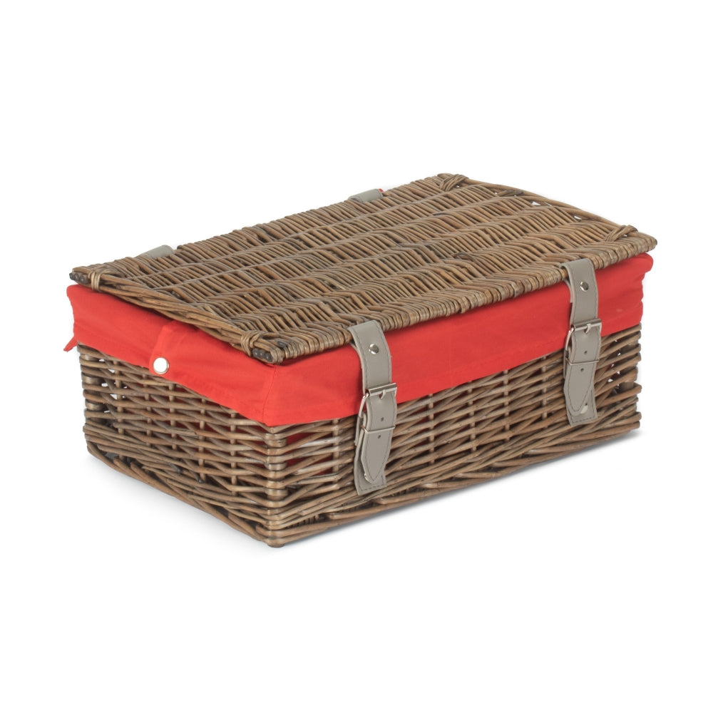 36cm Antique Wash Willow Wicker Picnic Basket