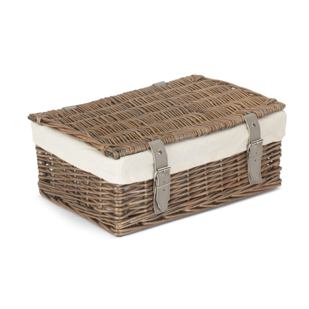 36cm Antique Wash Willow Wicker Picnic Basket